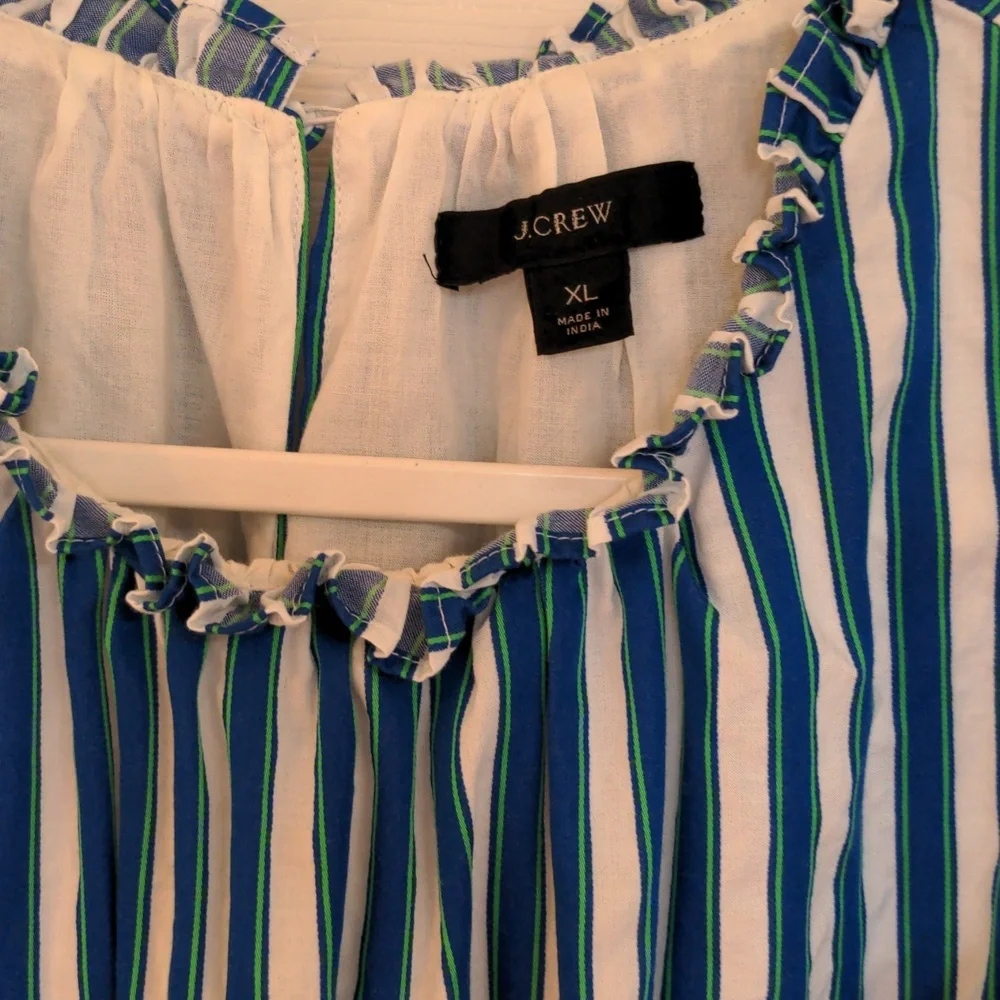 J Crew Blue and White Striped Maxi Dress, XL
